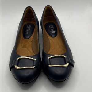 Eurosoft by Sofft Womens 7M Beverly Slip Flats Shoes Navy Blue Faux Leather